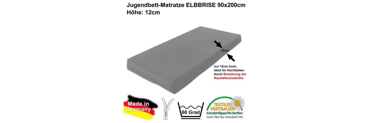 Hochbett-Matratze ELBBRISE 90x200cm wieder sofort lieferbar - Hochbett-Matratze ELBBRISE 90x200cm