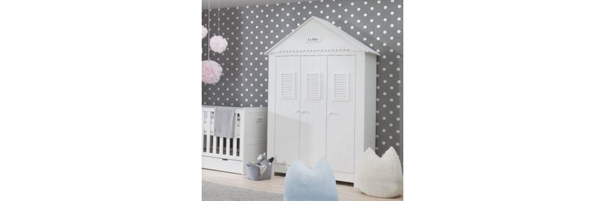 Sofort lieferbar - 3-türiger Kinderzimmer Kleiderschrank LA MER®, weiß, Breite: 145cm