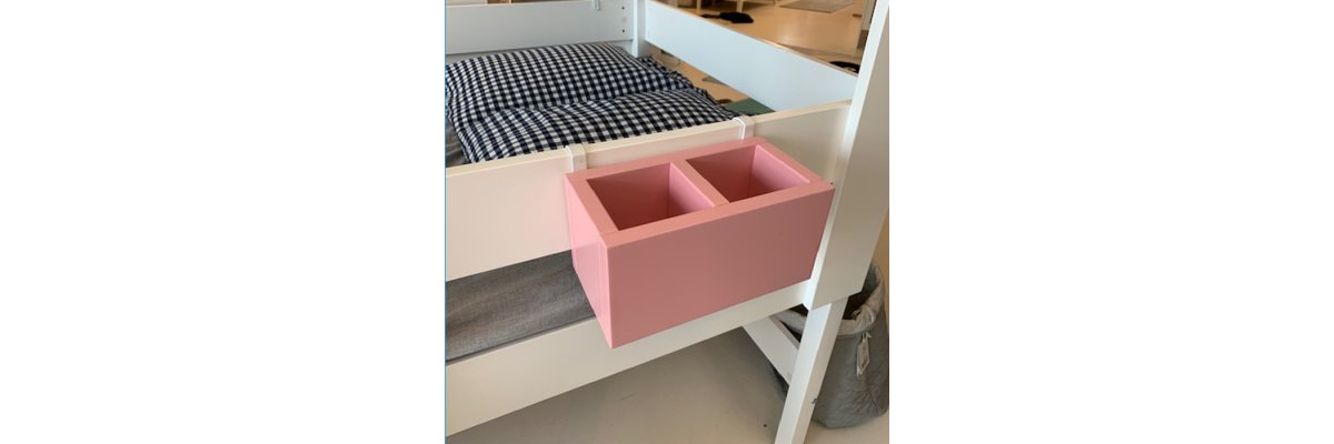 Neuheit: Hängeregal für Hochbetten mit 2 Fächern rosa oder grau - Hängeregale für Hochbetten bei Dannenfelser Hamburg online bestellen