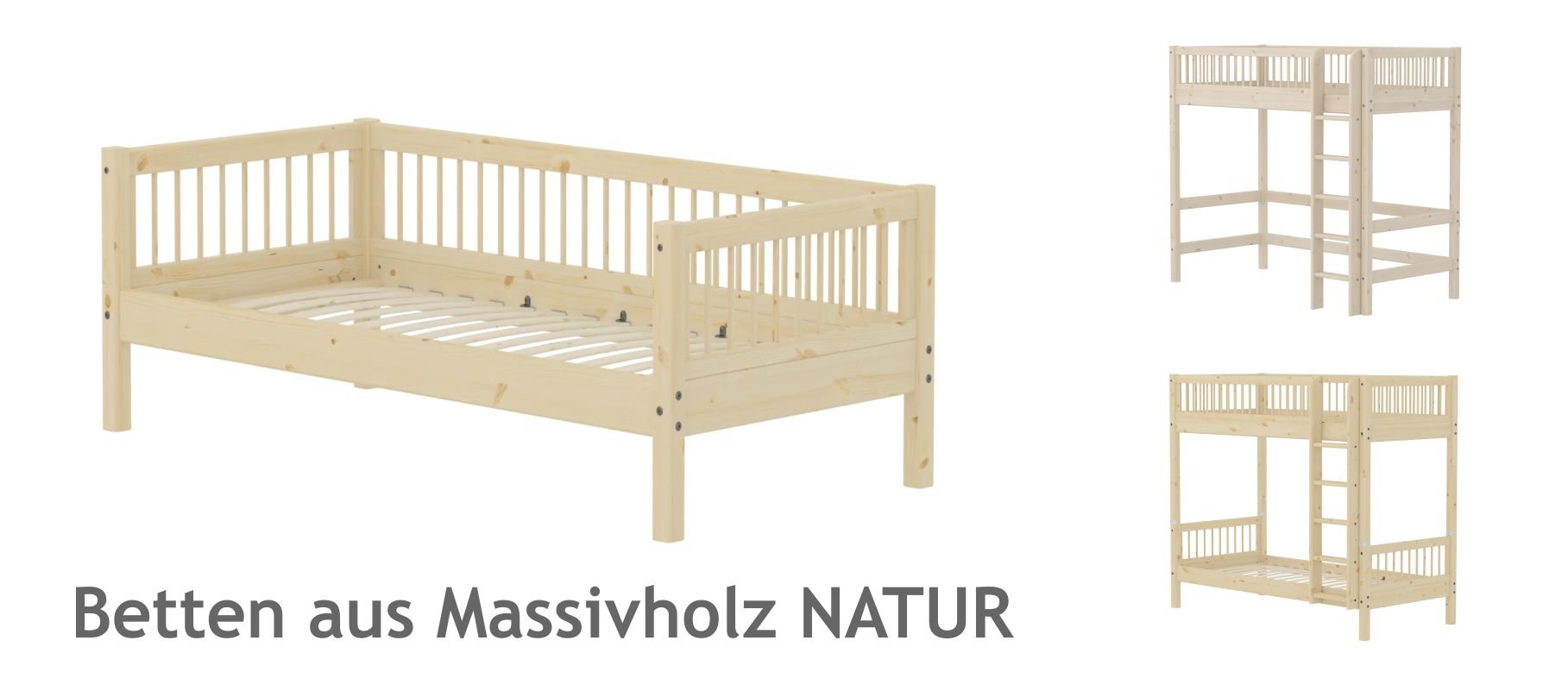 Flexa Classic Hochbetten aus Naturholz unlackiert