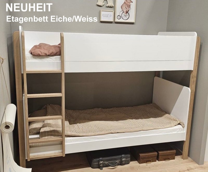 Etagenbett BLEND in Weiss mit echter Eiche, teilbar