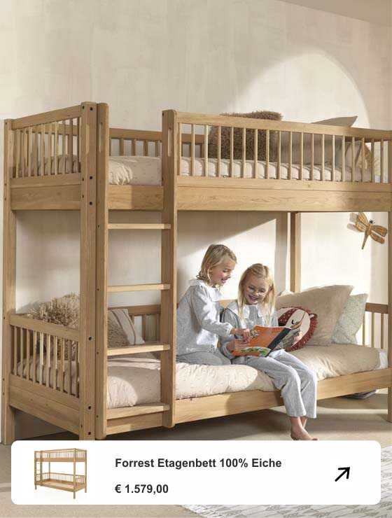 Etagenbett aus massiver 100% Eiche bei Dannenfelser Kindermöbel