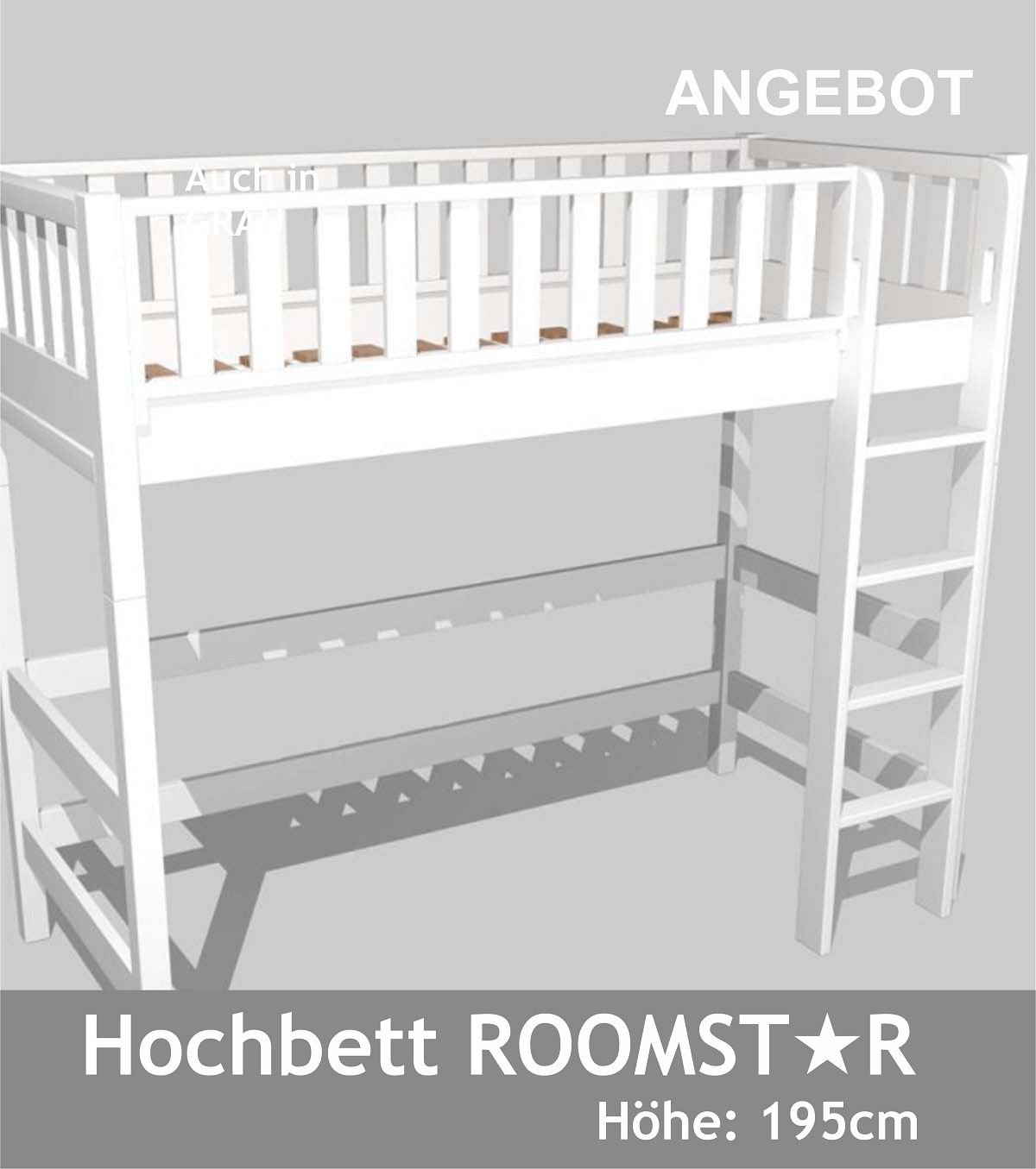 Hochbett Roomstar 195cm Multifunktional und umbaubar