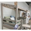 FLEXA Classic halbhohes Bett mit halbem Baumhaus Aufsatz und Rutsche, grau/weiss