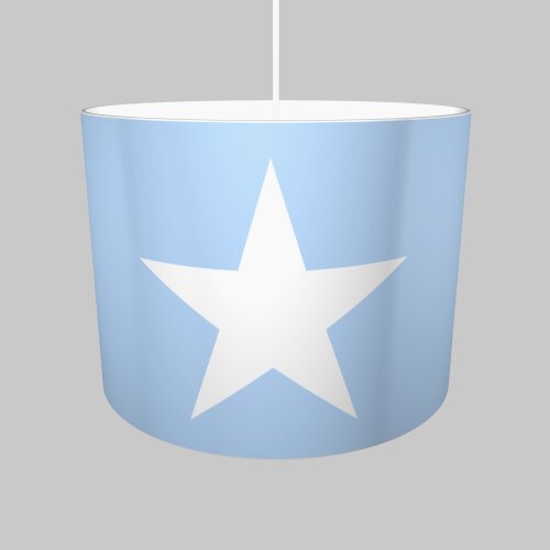 Lampenschirm ROOMSTAR hellblau mit Stern weiss, Diameter 35cm