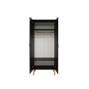 Schmaler Kleiderschrank FLORIS für kleine Räume, 2-türig, schwarz, Breite 80cm