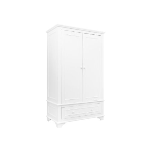 Eleganter XXL 2-türiger Kleiderschrank CHALET  mit Schublade , Weiß, Breite: 120cm