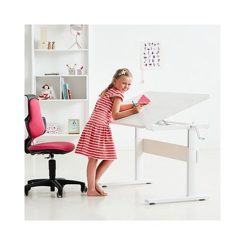 FLEXA Schreibtisch höhenverstellbar und neigbar weiß