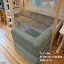 Original Alsterdüne® modulares Cord-Sofa unter Hochbetten, mit doppeltem Gästebett