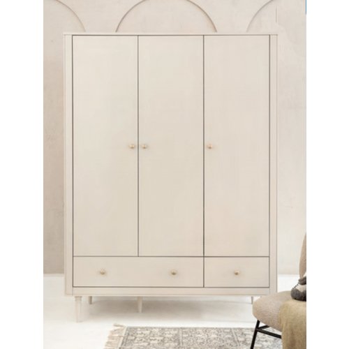 Kleiderschrank JUNIS 3-türig + 2 Schubladen, Farbe Champagner, Breite 145cm