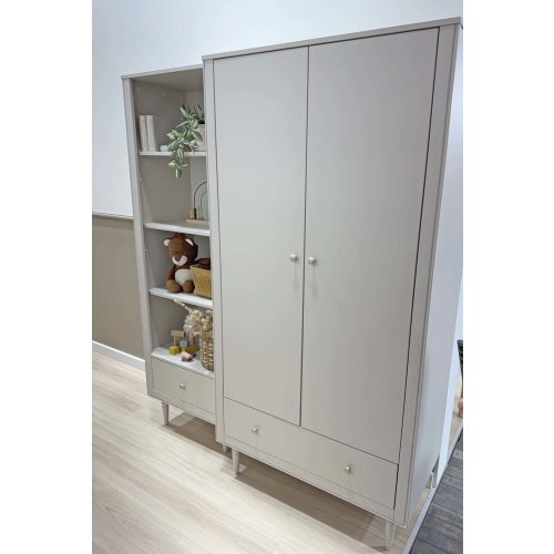 Kleiderschrank JUNIS 2-türig + 1 Schublade, Farbe Champagner, Breite 100cm