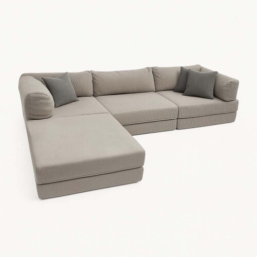 Modulares Ecksofa mit Schlaffunktion und weichem Cordstoff