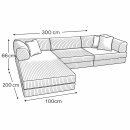 Modularer 3-Sitzer LOUNGER mit Ottomane, 300x200cm, mit Schlaffunktion, Cordstoff