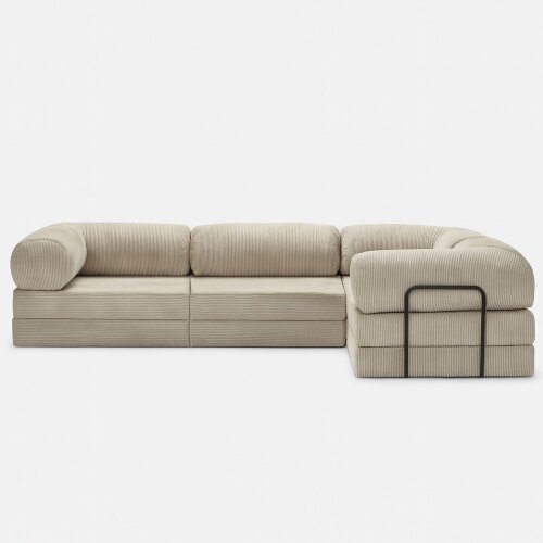Modulares Ecksofa mit Schlaffunktion und weichem Cordstoff