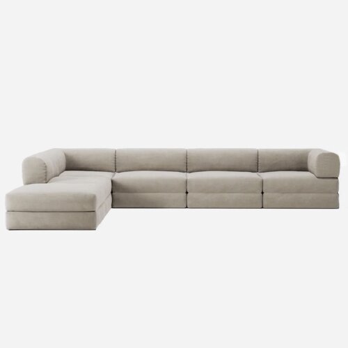 Modulares Ecksofa mit Schlaffunktion und weichem Cordstoff