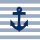 Maritime H&auml;ngelampe dunkelblau/weiss gestreift, Motiv: ANKER, Diameter 35cm