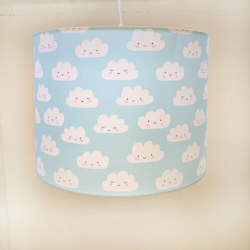 Lampenschirm WOLKE, Höhe 27cm, Durchmesser 35cm, hellblau/weiss