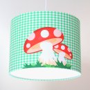 Kids room ceiling lamp PILZI, green/white checked, incl. cabel
