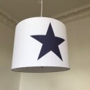 Lampenschirm ROOMSTAR weiss mit Stern blau, 35cm Diameter