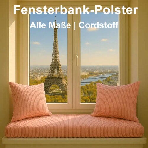 Fensterbank-Polster, Cordstoff, Kaltschaum, viele Farben