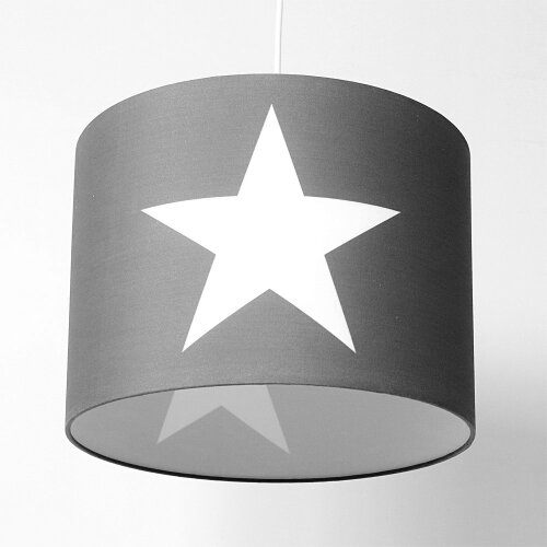 Lampenschirm ROOMSTAR grau mit Stern weiss, Diameter 35cm