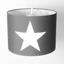 Lampenschirm ROOMSTAR grau mit Stern weiss, Diameter 35cm