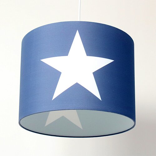Lampenschirm ROOMSTAR blau mit Stern weiss, Diameter 35cm