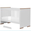 Babybett Gitterbett KOPENHAGEN, weiß/Holz oder grau/Holz, umbaubar