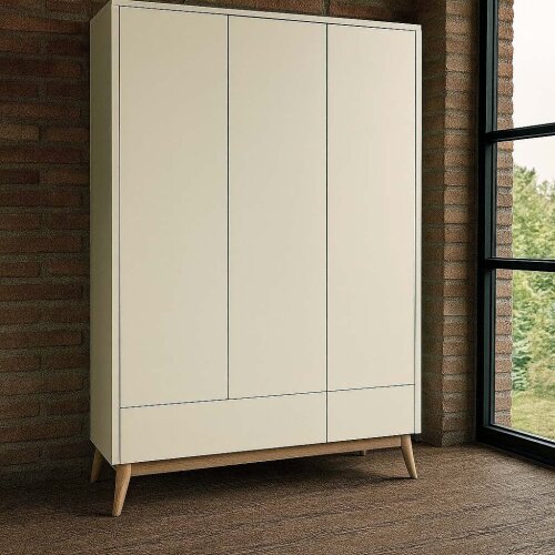Kleiderschrank 3-türig ROOM:IN, Champagner/Natur, Höhe: 200cm, Breite: 150cm