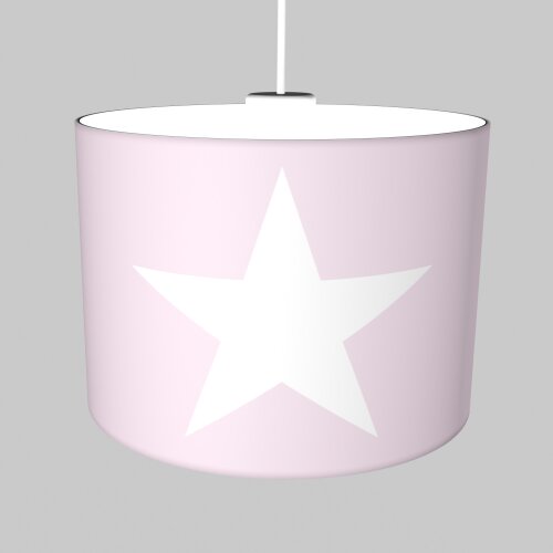 Lampenschirm ROOMSTAR Pastell-Rosa mit Stern weiss, Diameter 35cm