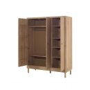 Kleiderschrank 3-türig FORREST, massive Eiche, Breite 146cm