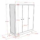 Kleiderschrank 3-türig FORREST, massive Eiche, Breite 146cm