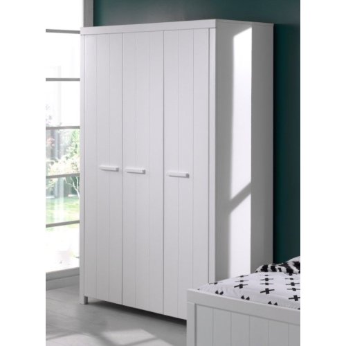 Eleganter 3-türiger XL Schrank Landhausstil,  Breite 144cm, Farbe Weiß