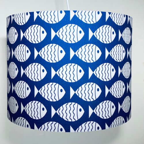 Maritimer Lampenschirm FISCH, blau, Motiv FISCH, Diameter: 35cm