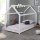 Bodentiefes Jugendbett CABANE 90x200cm, weiss, Massivholz