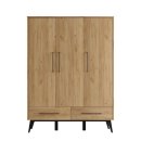 Kleiderschrank NATURE SCANDINAVIAN, 3-türig, Natur/Schwarz