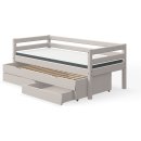 FLEXA Classic Kojen-Bett 90x200cm grau lasiert mit Gästebett und Stauraum