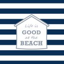 Hängelampe BEACH, blau-weiß gestreift, Höhe 27cm
