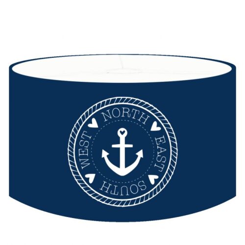 Lampenschirm ANKER MARITIMA, blau/weiss, 27cm Höhe
