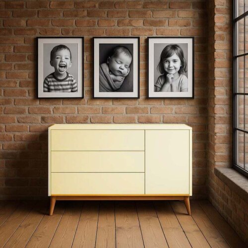 XL Wickelkommode ROOM:IN, Farbe Champagner/Naturholz, Breite 150cm