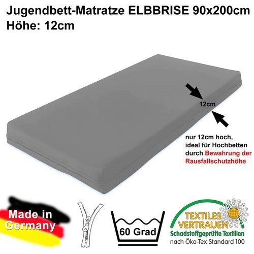 Hochbett Matratze ELBBRISE, 90x200cm, MADE IN GERMANY. UVP: 189,00 Euro